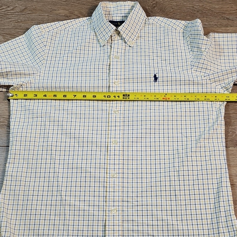 Ralph Lauren 100% Cotton Yellow Navy Check Plaid Long Sleeve Button Down Shirt - Picture 14 of 14